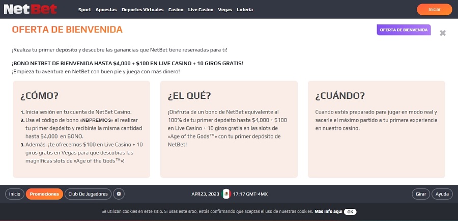 Bono de bienvenida de NetBet