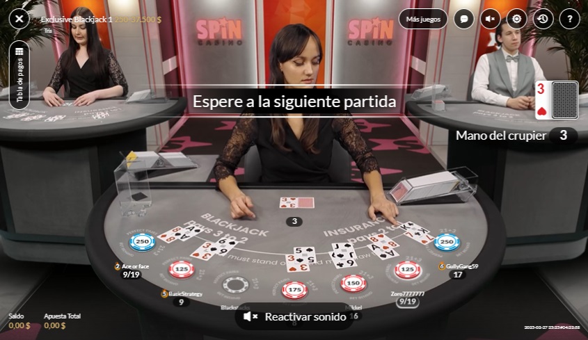 Blackjack en Spin Casino Live Exclusive