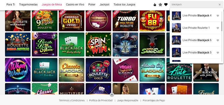 Blackjack en Spin Casino