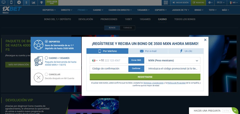 Informe de 1xBet Casino Registro