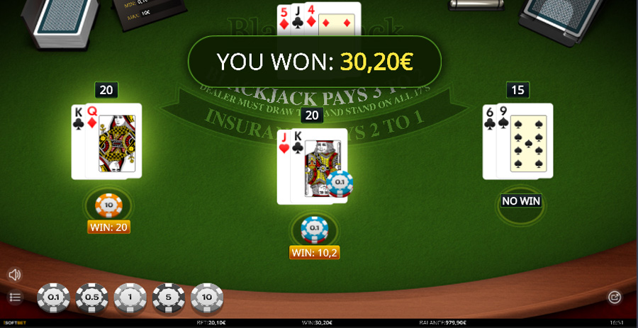 Blackjack Multihand de iSoftBet