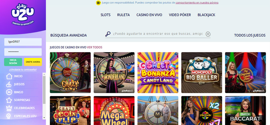 Playuzu casino en vivo